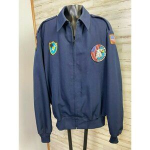 Vintage U.S. Army Blue Military Jacket W/ Patches Size 44 Reg. Cold War Veteran